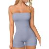 imageOQQ Womens Tube Rompers Summer Strapless Basic Sleeveless Ruched Stretch ClassicFit Sexy Rompers 2025Blues