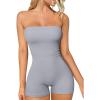 imageOQQ Womens Tube Rompers Summer Strapless Basic Sleeveless Ruched Stretch ClassicFit Sexy Rompers 2025Grey