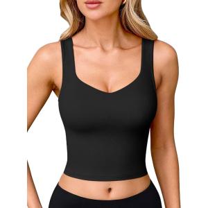 imageOQQ Womens Sports Bra Padded with Medium Support Tank Tops Tee ShirtsBlack