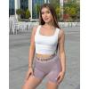 imageOQQ Womens 2 Piece Shirts Ruched Sleeveless Square Neck Seamless Stretch Fit Basic Tee TopsWhite smoke Grey