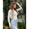 imageOQQ Womens 3 Piece Long Sleeve Tops Crew Neck Stretch Fitted Underscrubs Layer Tee Shirts 2025 Casual OutfitsBlack beige white