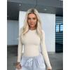imageOQQ Womens 3 Piece Long Sleeve Tops Crew Neck Stretch Fitted Underscrubs Layer Tee Shirts 2025 Casual OutfitsBlack coffee beige