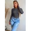 imageOQQ Womens 3 Piece Long Sleeve Tops Crew Neck Stretch Fitted Underscrubs Layer Tee Shirts 2025 Casual OutfitsBlack darkgrey beige
