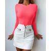 imageOQQ Womens 3 Piece Long Sleeve Tops Crew Neck Stretch Fitted Underscrubs Layer Tee Shirts 2025 Casual OutfitsBlack fluorescent Pink A white