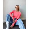 imageOQQ Womens 3 Piece Long Sleeve Tops Crew Neck Stretch Fitted Underscrubs Layer Tee Shirts 2025 Casual OutfitsBlack fluorescent Pink A white