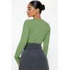 imageOQQ Womens 3 Piece Long Sleeve Tops Crew Neck Stretch Fitted Underscrubs Layer Tee Shirts 2025 Casual OutfitsBlack pea Green beige