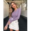 imageOQQ Womens 3 Piece Long Sleeve Tops Crew Neck Stretch Fitted Underscrubs Layer Tee Shirts 2025 Casual OutfitsBlack taro Purple beige