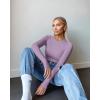 imageOQQ Womens 3 Piece Long Sleeve Tops Crew Neck Stretch Fitted Underscrubs Layer Tee Shirts 2025 Casual OutfitsBlack taro Purple beige