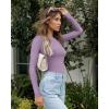 imageOQQ Womens 3 Piece Long Sleeve Tops Crew Neck Stretch Fitted Underscrubs Layer Tee Shirts 2025 Casual OutfitsBlack taro Purple beige