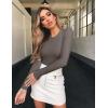 imageOQQ Womens 3 Piece Long Sleeve Tops Crew Neck Stretch Fitted Underscrubs Layer Tee Shirts 2025 Casual OutfitsBlack tea Leaf white