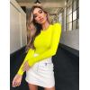 imageOQQ Womens 3 Piece Long Sleeve Tops Crew Neck Stretch Fitted Underscrubs Layer Tee Shirts 2025 Casual OutfitsCoralorange haze Blue yellow