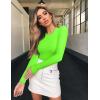 imageOQQ Womens 3 Piece Long Sleeve Tops Crew Neck Stretch Fitted Underscrubs Layer Tee Shirts 2025 Casual OutfitsRed sea Salt Blue fluorescent Green