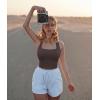imageOQQ Womens 3 Piece Tank Tops Ribbed Seamless Workout Exercise Shirts 2025 Summer Basic CamisBlack Tea Leaf Beige