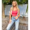 imageOQQ Womens 3 Piece Tank Tops Ribbed Seamless Workout Exercise Shirts 2025 Summer Basic CamisBlack fluorescent Pink A white