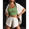 imageOQQ Womens 3 Piece Tank Tops Ribbed Seamless Workout Exercise Shirts 2025 Summer Basic CamisBlack pea Green beige