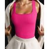 imageOQQ Womens 3 Piece Tank Tops Ribbed Seamless Workout Exercise Shirts 2025 Summer Basic CamisBlack pitaya white