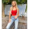 imageOQQ Womens 3 Piece Tank Tops Ribbed Seamless Workout Exercise Shirts 2025 Summer Basic CamisBlack red beige