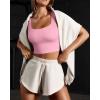 imageOQQ Womens 3 Piece Tank Tops Ribbed Seamless Workout Exercise Shirts 2025 Summer Basic CamisCandypink Beige White