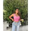 imageOQQ Womens 3 Piece Tank Tops Ribbed Seamless Workout Exercise Shirts 2025 Summer Basic CamisFluorescentpink Beige White