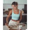 imageOQQ Womens 3 Piece Tank Tops Ribbed Seamless Workout Exercise Shirts 2025 Summer Basic CamisRed beige sea Salt Blue