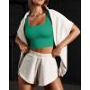 imageOQQ Womens 3 Piece Tank Tops Ribbed Seamless Workout Exercise Shirts 2025 Summer Basic CamisWhite green dry Rose