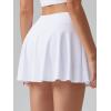 imageOQQ Womens Pleated Skirts with Pockets High Waisted Athletic Tennis Mini Skorts for Golf Running Casual White
