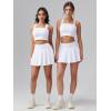 imageOQQ Womens Pleated Skirts with Pockets High Waisted Athletic Tennis Mini Skorts for Golf Running Casual White
