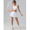 imageOQQ Womens Pleated Skirts with Pockets High Waisted Athletic Tennis Mini Skorts for Golf Running Casual White