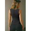 imageOQQ Womens Sleeveless Crew Neck Tank Top Casual Basic Cotton Fitted Stretch Clothes Outfits 2025Black