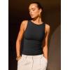 imageOQQ Womens Sleeveless Crew Neck Tank Top Casual Basic Cotton Fitted Stretch Clothes Outfits 2025Black