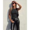 imageOQQ Womens Sleeveless Crew Neck Tank Top Casual Basic Cotton Fitted Stretch Clothes Outfits 2025Black