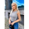 imageOQQ Womens Sleeveless Crew Neck Tank Top Casual Basic Cotton Fitted Stretch Clothes Outfits 2025Grey