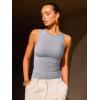 imageOQQ Womens Sleeveless Crew Neck Tank Top Casual Basic Cotton Fitted Stretch Clothes Outfits 2025Grey
