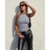 imageOQQ Womens Sleeveless Crew Neck Tank Top Casual Basic Cotton Fitted Stretch Clothes Outfits 2025Grey