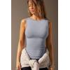 imageOQQ Womens Sleeveless Crew Neck Tank Top Casual Basic Cotton Fitted Stretch Clothes Outfits 2025Grey