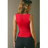 imageOQQ Womens Sleeveless Crew Neck Tank Top Casual Basic Cotton Fitted Stretch Clothes Outfits 2025Red