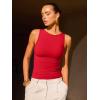 imageOQQ Womens Sleeveless Crew Neck Tank Top Casual Basic Cotton Fitted Stretch Clothes Outfits 2025Red
