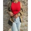 imageOQQ Womens Sleeveless Crew Neck Tank Top Casual Basic Cotton Fitted Stretch Clothes Outfits 2025Red