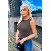 imageOQQ Womens Sleeveless Crew Neck Tank Top Casual Basic Cotton Fitted Stretch Clothes Outfits 2025Tea Leaf