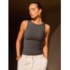 imageOQQ Womens Sleeveless Crew Neck Tank Top Casual Basic Cotton Fitted Stretch Clothes Outfits 2025Tea Leaf
