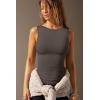 imageOQQ Womens Sleeveless Crew Neck Tank Top Casual Basic Cotton Fitted Stretch Clothes Outfits 2025Tea Leaf