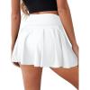 imageOQQ Womens Pleated Skirts with Pockets High Waisted Athletic Tennis Mini Skorts for Golf Running Casual White