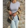 imageOQQ Womens 2 Piece Shirts Short Sleeve Crew Neck Ruched Stretch Fitted Tee Shirts Crop TopsBlack grey