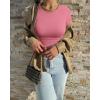 imageOQQ Womens 2 Piece Shirts Short Sleeve Crew Neck Ruched Stretch Fitted Tee Shirts Crop TopsGreen dry Rose
