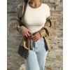 imageOQQ Womens 2 Piece Shirts Short Sleeve Crew Neck Ruched Stretch Fitted Tee Shirts Crop TopsPea Green beige