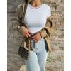 imageOQQ Womens 3 Piece Crop Tops Crew Neck Shorts Sleeve Stretch Fitted Shirts Crop TopsBlack grey white