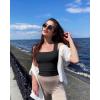 imageOQQ Womens 2 Piece Crop Tops Rueched Sleeveless Square Neck Stretch Basic Tank ShirtsBlack white