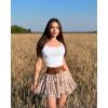 imageOQQ Womens 2 Piece Crop Tops Rueched Sleeveless Square Neck Stretch Basic Tank ShirtsWhite candypink