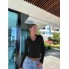 imageOQQ Womens 2 Piece Long Sleeve Shirts Zipper Fashion Sexy Basic Tops Fitted Tee Shirts Black Tea Leaf