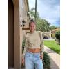 imageOQQ Womens 2 Piece Sweatshirts Cropped Pullover Half High Neck Casual Long Sleeve Shirts 2024 Fall Outfits Darkgrey Oat meal